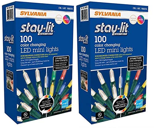 Sylvania - Guirnalda de luces LED de 3 funciones que cambian de color, color blanco cálido, multicolor para interiores y exteriores
