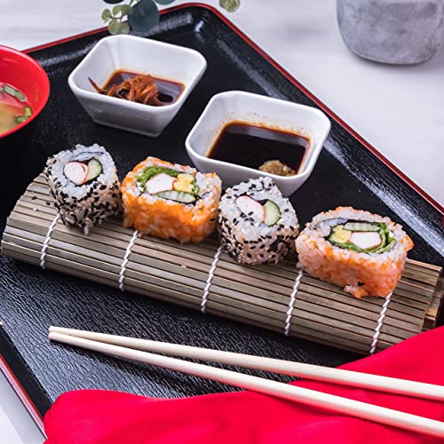 Cleanclue Cesta de vapor de bambú premium de 10 pulgadas y alfombrilla de sushi para cocinar, comida asiática (coreano, japonés, chino y tailandés) con adaptador de anillo, 20 papeles de pergamino, 2 pares de palillos, plato de salsa