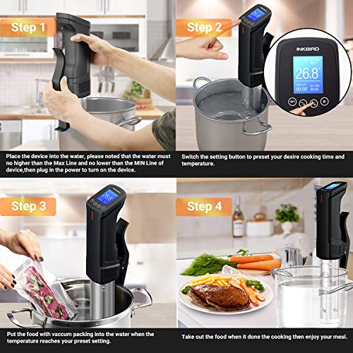 Inkbird Culinary Sous Vide - Cocina de precisión Wi-Fi, circulador de inmersión de 1000 W con componentes de acero inoxidable, interfaz digital, temperatura y temporizador para cocina