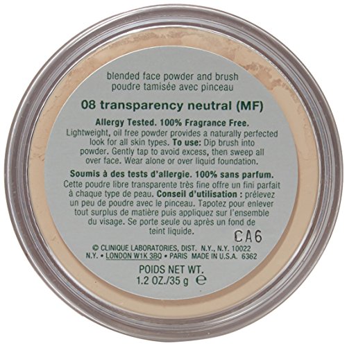 Clinique Blended Face Powder plus Brush, No. 08 Transparency Neutral, 1.2 Ounce