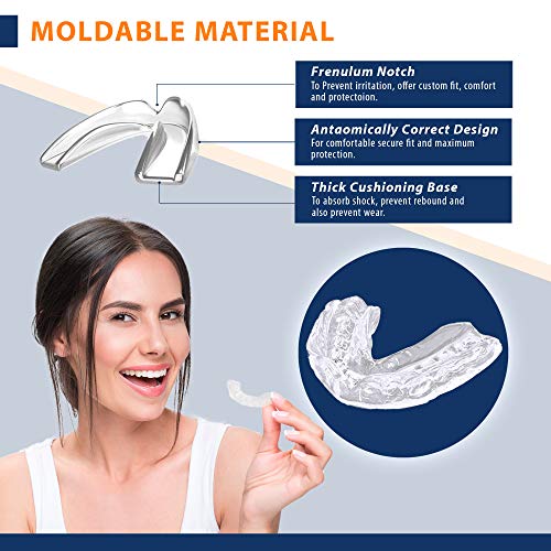 Neomen Protector bucal – Protector bucal profesional para apretar dientes por la noche – Protector nocturno mejorado para moler dientes, detiene el bruxismo, Tmj y elimina el apriete de dientes (8 unidades, 2 tamaños)