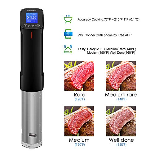 Inkbird Culinary Sous Vide - Cocina de precisión Wi-Fi, circulador de inmersión de 1000 W con componentes de acero inoxidable, interfaz digital, temperatura y temporizador para cocina