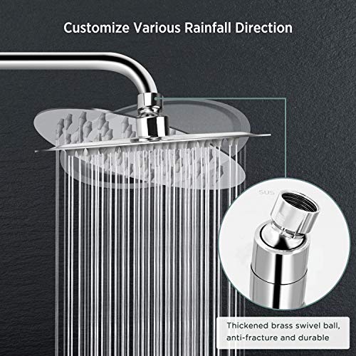 Sooreally - Cabezal de ducha de lluvia de alta presión, cabezal de ducha de acero inoxidable de 6 pulgadas, aspecto espejo, fácil instalación, ángulo de pulverización giratorio, experiencia de ducha voluptuosa, acabado cromado