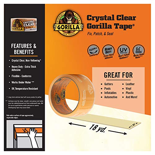 Gorilla Glue 6060002 1.88x18YD CLR or Clear or Cleaner Gori Tape - Quantity 1