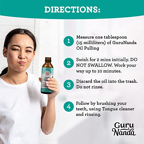 GuruNanda Oil Pulling (Mickey D’s) with Coconut Oil, 7 Essential Oils, and Vitamins D, E, K2- Alcohol Free Mouthwash- Supports Bone & Gum Health, Freshens Breath and Helps Whiten Teeth- 3pk (8 Fl. Oz)