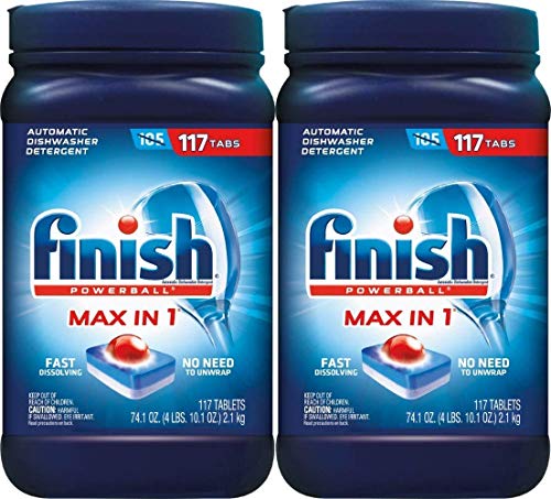 Finish Max en 1 Plus Super Charged 2X Detergente para lavaplatos, 110 unidades, 71.6 onzas (paquete de 2)