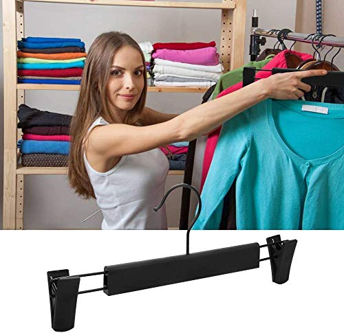 Warom - Perchas para pantalones, 20 unidades, de plástico negro, con clips grandes antideslizantes y gancho giratorio de 360 grados