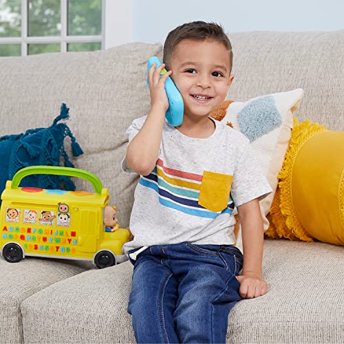 Just Play CoComelon Autobús de Aprendizaje Musical, reconocimiento de números y Letras, fonética, Juguete de autobús Escolar Amarillo Que Reproduce ABC y Ruedas en el autobús