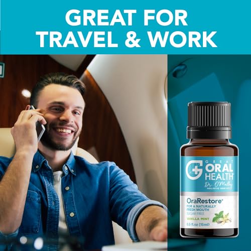 OraRestore - Tratamiento natural para mal aliento - Mezcla concentrada de aceites esenciales - Pasta dental líquida formulada por dentista y enjuague bucal para encías y dientes saludables, aceite de dientes para cuidado bucal con libro electrónico de 15