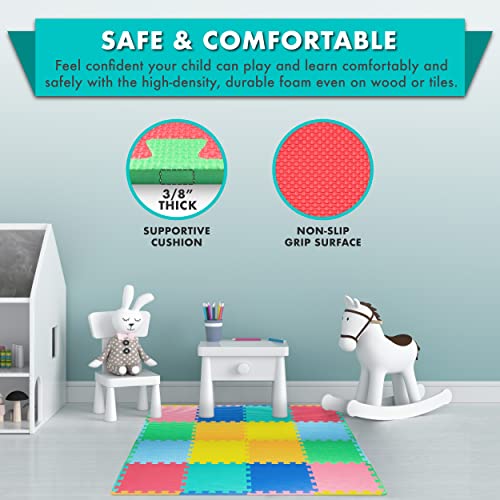 ProSource Puzzle Solid Foam Play Mat for Kids