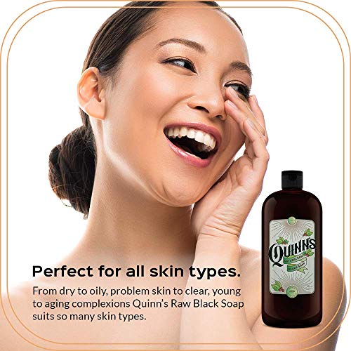 Quinn's Raw African Black Jabón orgánico líquido cuerpo y cara lavado 32 onzas