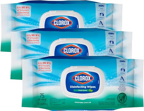 Clorox Disinfecting Bleach Free Cleaning Wipes, 75 Wipes, Pack Of 3 (Packaging May Vary)