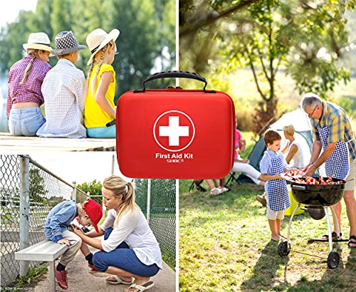 Compact First Aid Kit (228pcs) Designed For Family Emergency Care. Waterproof EVA case&Bag is Ideal for the Car,Home,boat,School, Camping, Hiking,Travel,Office,Sports,Hunting. Protect Your Loved Ones