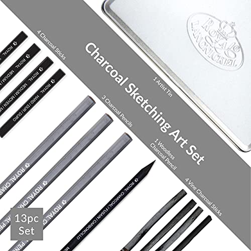 Royal & Langnickel RSET-ART2503 - Set de dibujo de carbón de lata pequeña