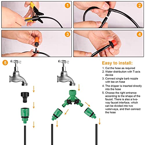 Kit de riego de jardín, sistema de riego automático de planta de 30 m, kit de tubos de riego micro DIY para tubos de riego, manguera de distribución en blanco, boquillas atomizadoras para invernadero, lecho de flores, patio, césped