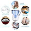 Hskyhan Jarra alcalina de filtro de agua – 3,5 litros mejora el pH, 2 filtros incluidos, sin BPA, sistema de filtración de 7 etapas para purificar, azul