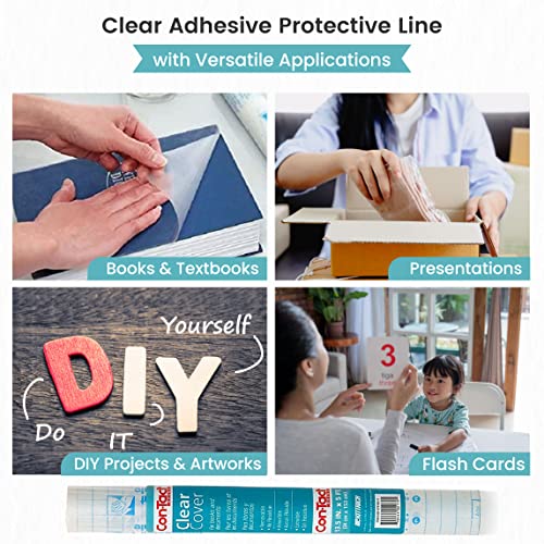 Con-Tact Brand Clear Adhesive Protective Liner to Cover Books and Documents, 13.5-Inches x 5-Feet (Pack of 3)