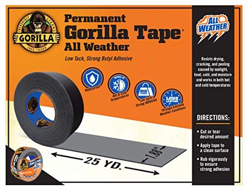 Gorilla Cinta adhesiva impermeable para todo tipo de clima, resistente a los rayos UV y a la temperatura