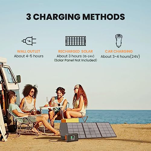 HOWEASY - Estación de energía portátil, generador solar para exteriores, batería de litio de reserva, con salida de CA de 110 V/120 W y linterna LED, para camping familiar, caravana, viajes, emergencia
