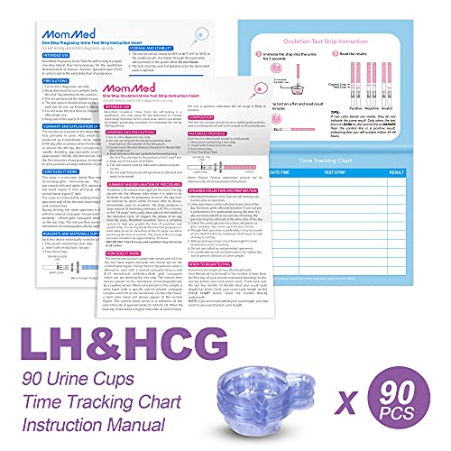MomMed Tiras de prueba de ovulación y embarazo (HCG20-LH70), kit predictor de ovulación en casa incluye 20 pruebas de embarazo, 70 tiras de prueba de ovulación y 90 tazas de orina, prueba precisa de fertilidad, pruebas OPK