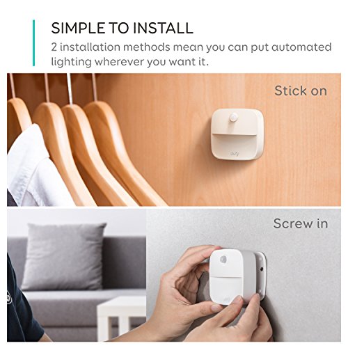 Luz de noche Eufy Lumi, adhesivas, luz LED blanca cálida, sensor de movimiento, para recámara, cuarto de baño, cocina, corredor, escaleras, eficiencia energética, compacta, pack por 3