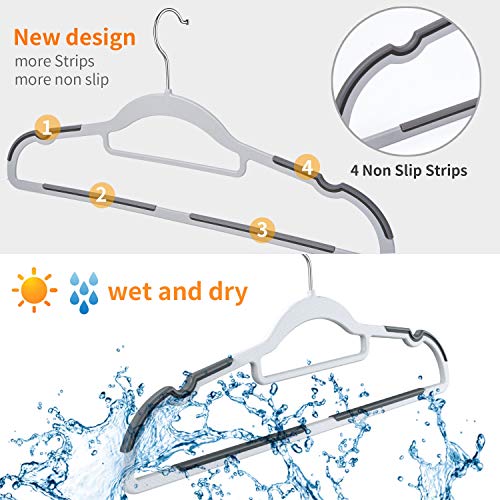 FSUTEG - Perchas de plástico para ropa, 50 unidades, resistentes, para ahorrar espacio, antideslizantes, color gris
