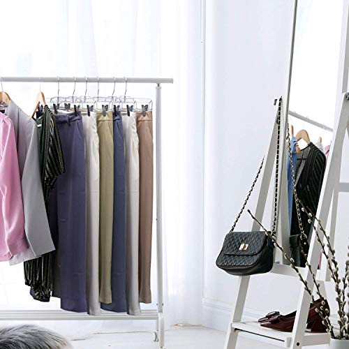 HOUSE DAY Ganchos de plástico Transparente para Falda de 14 Pulgadas con Clips Ajustables, Perchas para Pantalones con Gancho Giratorio, Perchas para Pantalones, Faldas, Jeans (Paquete de 100)