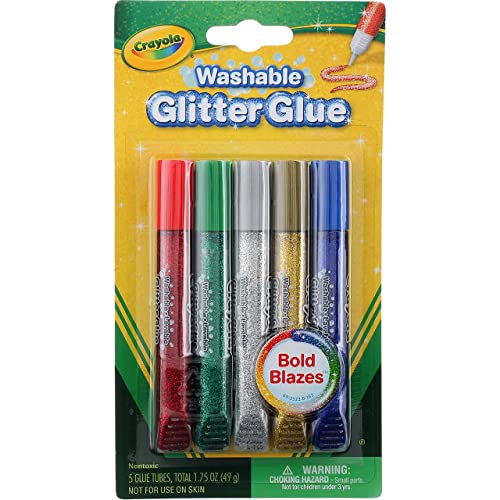 Crayola Pegamento de purpurina lavable, colores llamativos, 5 unidades, 1.7 onzas