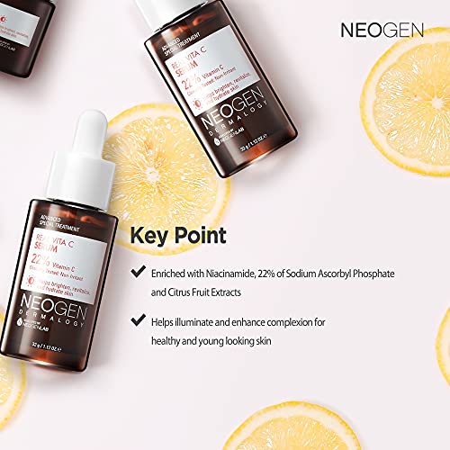 DERMALOGY by NEOGENLAB Suero de vitamina C 22% con ácido ascórbico puro, complejo vitamínico (vitamina E, vitamina B5) y niacinamida