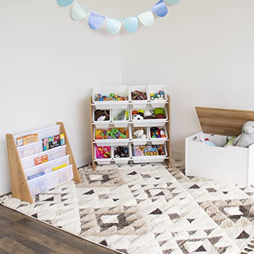 Humble Crew, Estantería de Almacenamiento para Libros de niños, Color Natural y Blanco, con Mangas Profundas, Universal