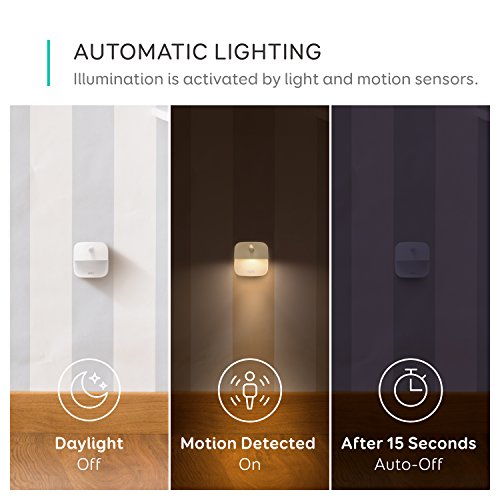 Luz de noche Eufy Lumi, adhesivas, luz LED blanca cálida, sensor de movimiento, para recámara, cuarto de baño, cocina, corredor, escaleras, eficiencia energética, compacta, pack por 3