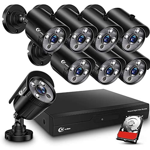 XVIM 8CH 1080P Security Camera System Outdoor with 1TB Hard Drive Pre-Install CCTV Recorder 8pcs HD 1920TVI Upgrade Outdoor Home Surveillance Cameras with Night Vision Easy Remote Access Motion Alert