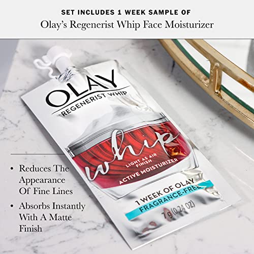 Olay Vitamin C + Peptide 24 Eye Cream, Fragrance-Free, 0.5 oz + Whip Face Moisturizer Travel/Trial Size Mothers Day Gifts Set
