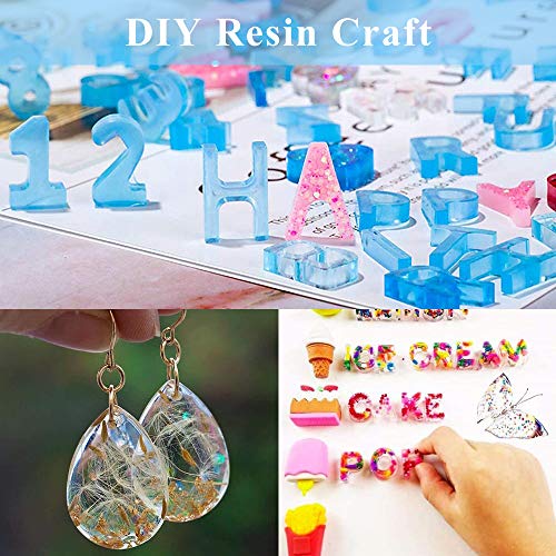 Kit de resina epoxi de resina de arte transparente, kit de 2 piezas, kit de resina de fundición y revestimiento, resina de joyería de vidrio con tazas de medición adicionales, esparcidores y guantes