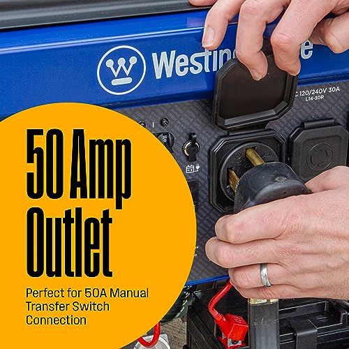Westinghouse Generador portátil de Reserva de Combustible Dual de 12500 W, Arranque eléctrico Remoto, Interruptor de Transferencia, Alimentado por Gas y propano, Compatible con Carb