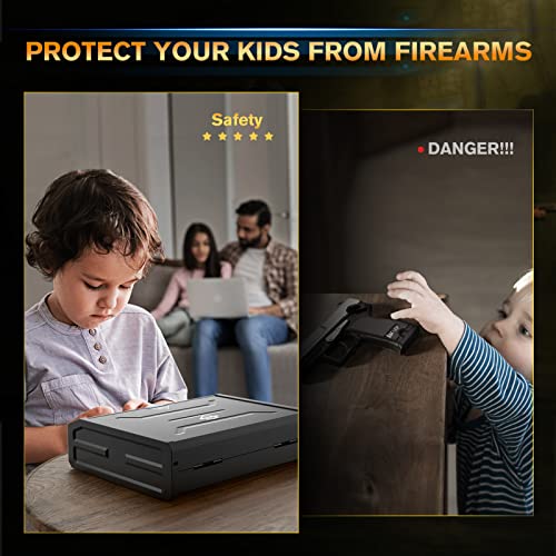 ONNAIS Seguro para armas – Pistola biométrica segura para pistolas, dispositivo de seguridad de armas de fuego seguro con bloqueo de huellas dactilares o llavero, caja de bloqueo inteligente para armas de mano para el hogar, mesita de noche, coche