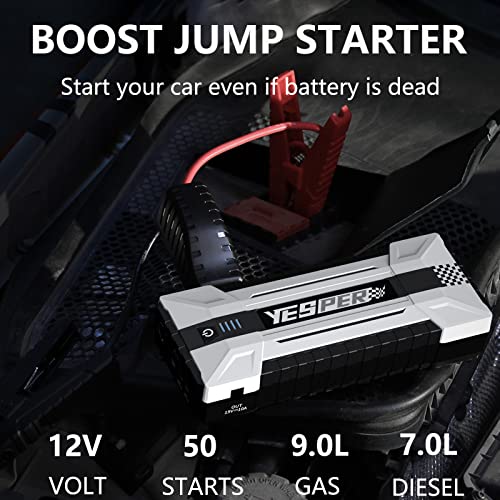 YESPER - Arrancador de coche, cargador de coche, arrancador de batería, portátil, caja de salto
