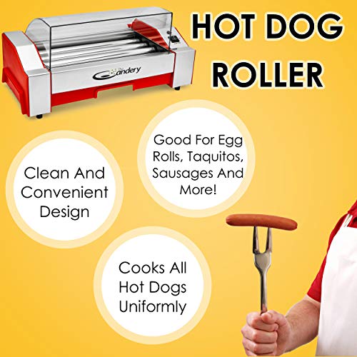 The Candery - Rodillo eléctrico para perros calientes, máquina para cocinar salchichas - 6 capacidad para perros calientes, máquina para perros calientes para niños y adultos