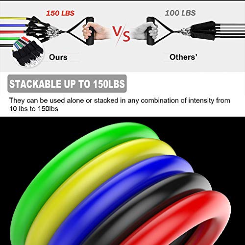 COOWOO 2020 - Juego de bandas de resistencia, bandas de ejercicio, correas de tobillo para piernas, gimnasio perfecto para brazos, piernas y entrenamiento de cuerpo completo, bolsa de transporte incluida