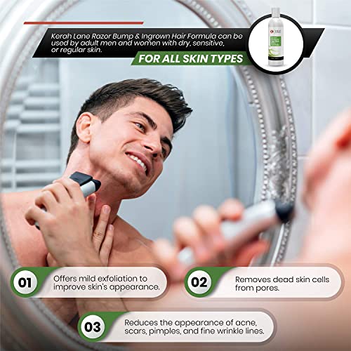 Kerah Lane Organic Razor Bump & Ingrown Hair Formula 8 Oz for Women & Men: Best Treatment Serum for Ingrown Hairs, Acne, Razor Bumps, Razor Burn: Use After Shaving, Waxing, Electrolysis & Hair Removal by Kerah Lane