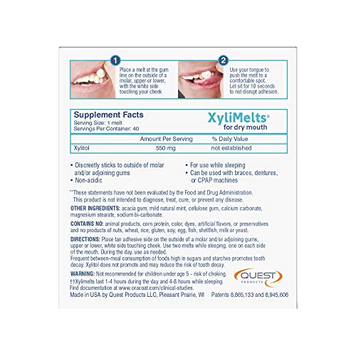 XyliMelts Discos para boca seca, menta suave 40 cada uno (2 unidades)