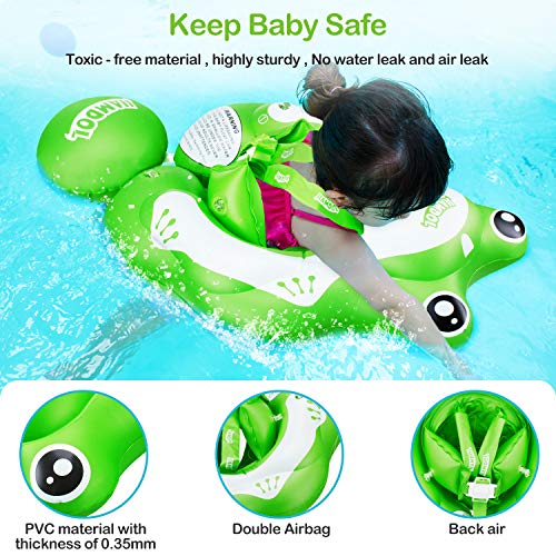 Hamdol - Flotador de natación inflable para bebé, flotador de agua, flotador, para piscina infantil, con soporte inferior seguro y flotador, para niños de 3 a 30 meses, rana flotante grande