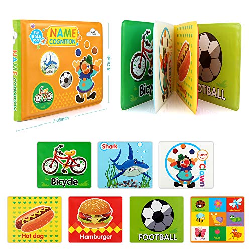 Growsland Baby Bath Toys 3 Pack Bath Books with Bath Squirt Toys Soft Waterproof Books Baby Learning and Sound Bath Time Toys for Toddlers Infants Children Boys and Girls