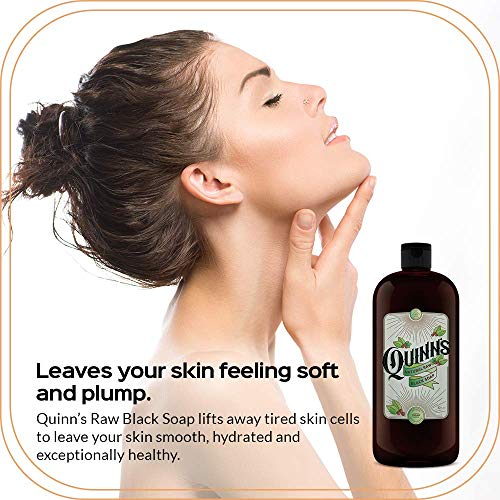 Quinn's Raw African Black Jabón orgánico líquido cuerpo y cara lavado 32 onzas