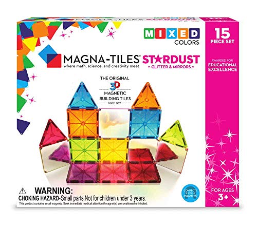 Magna-Tiles Stardust Set original, galardonado con azulejos magnéticos, creatividad y educativos, aprobados por tallo, purpurina y espejos