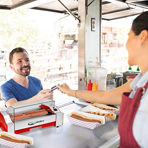 The Candery - Rodillo eléctrico para perros calientes, máquina para cocinar salchichas - 6 capacidad para perros calientes, máquina para perros calientes para niños y adultos