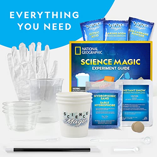 National Geographic Magic Chemistry Set - Perform Amazing Easy Tricks with Science, Create a Magic Show with White Gloves & Magic Wand, Great Stem Learning Science Gift for Boys and Girls