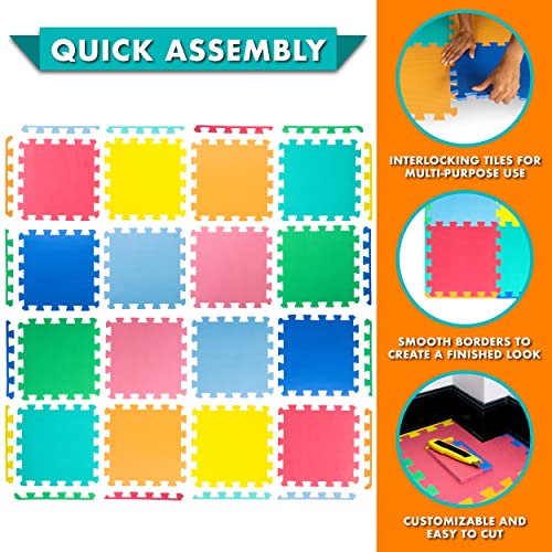 ProSource Puzzle Solid Foam Play Mat for Kids