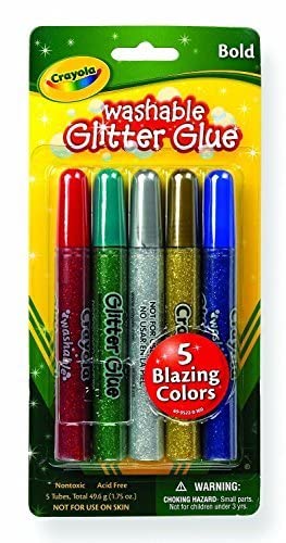 Crayola Pegamento de purpurina lavable, colores llamativos, 5 unidades, 1.7 onzas