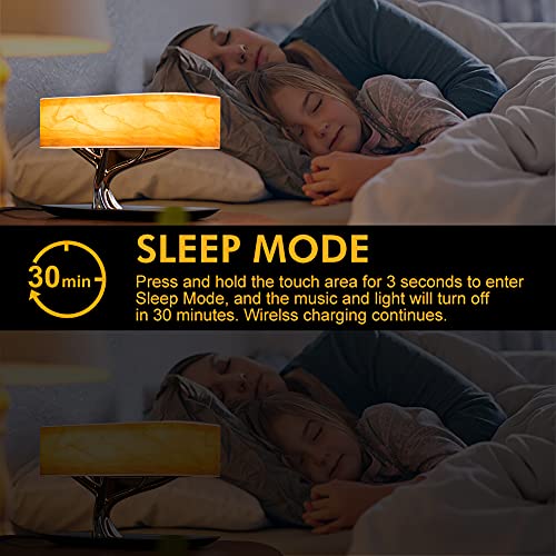 Lámpara de mesita de noche, lámpara de escritorio con altavoz Bluetooth, luz de escritorio con cargador inalámbrico con atenuación continua